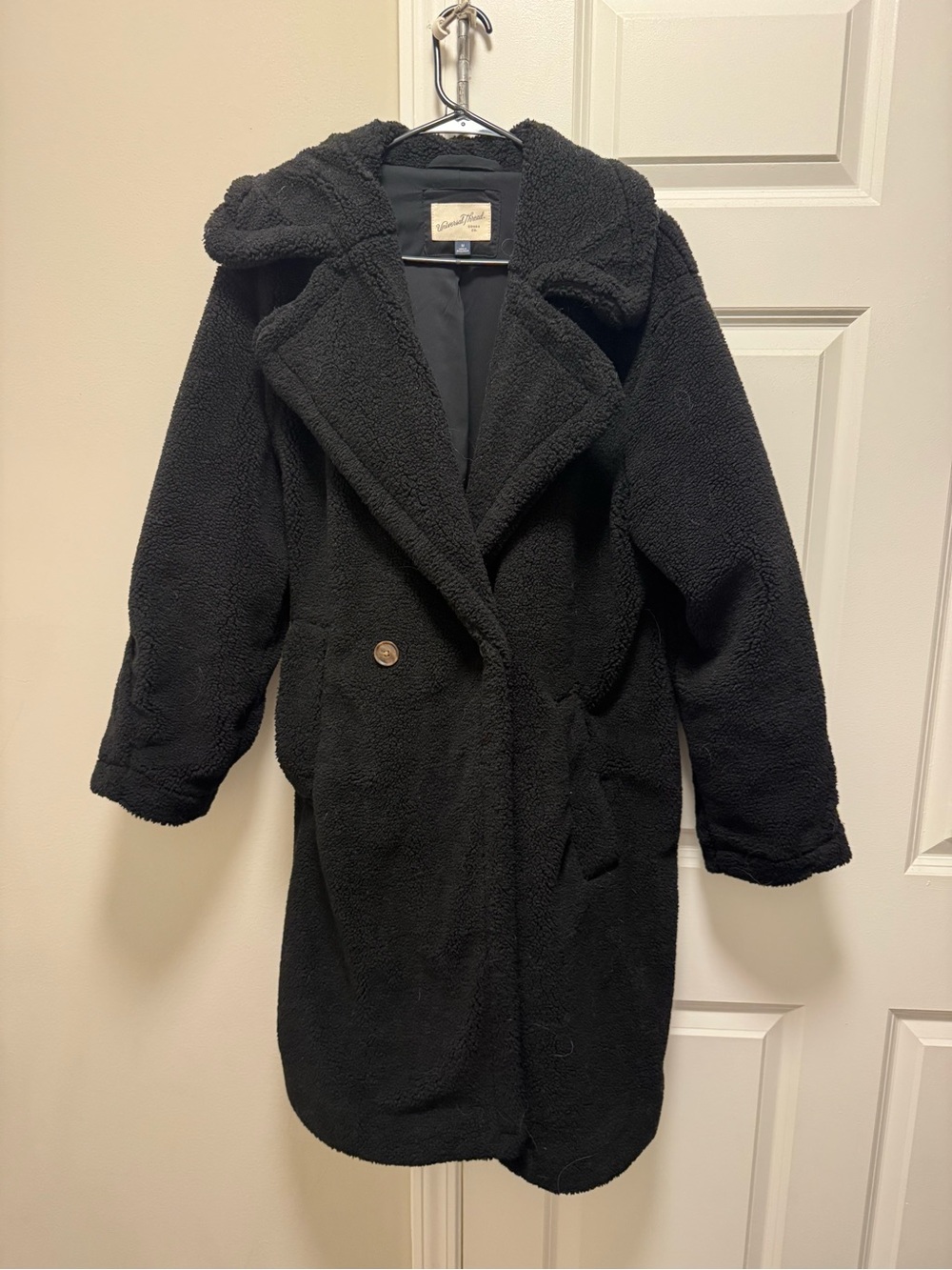 Universal Thread Black Teddy Hooded Long Coat